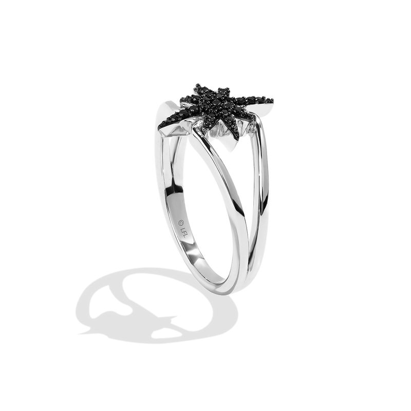 GUARDIANS OF LIGHT WOMEN'S RING  1/10 CT.TW. Black and White Diamonds Silver and Black Rhodium