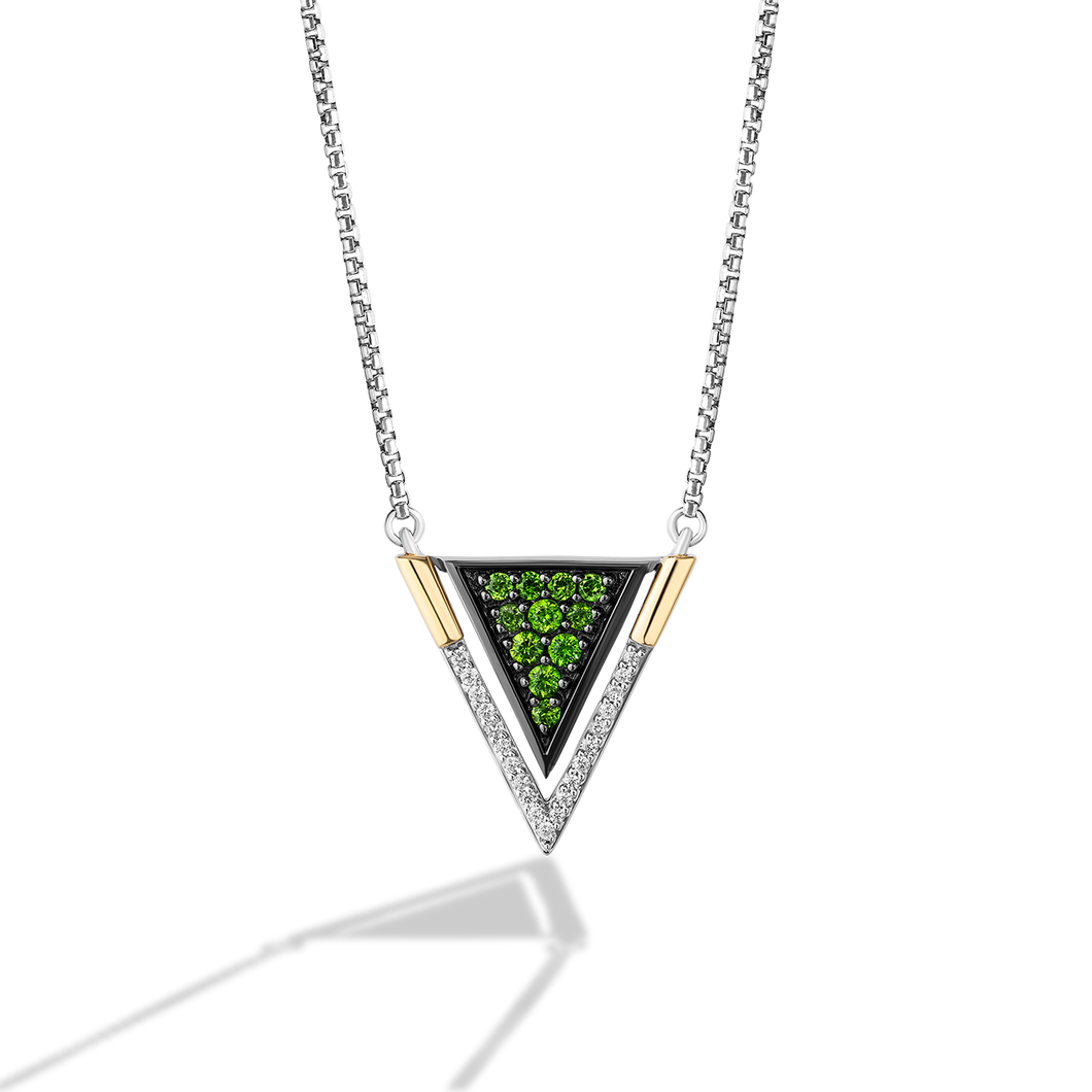Star Wars™ Light X Dark White Diamond Accent and chrome diopside Silver Womens Necklace in 10K Yellow Gold