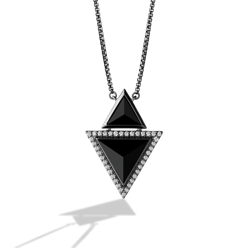 Star Wars Darth Vader™ WOMEN'S Diamond NECKLACE 1/4 CT.TW White Diamonds Onyx Silver with Black Rhodium Front view