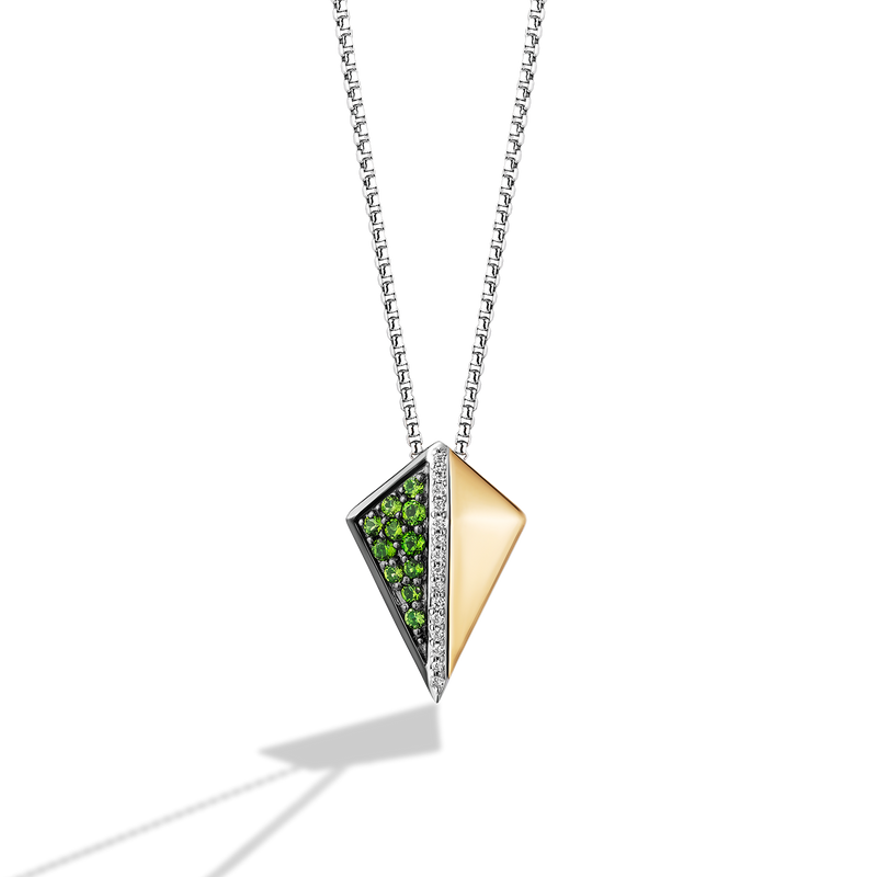 Star Wars Luke Skywalker™ LIGHT X DARK WOMEN'S Diamond PENDANT White Diamond Accent and chrome diopside Silver and 10K Yellow Gold Front view