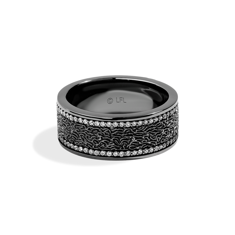 IN CARBONITE WOMEN'S RING 1/5 CT.TW. White Diamonds Silver with Black Rhodium