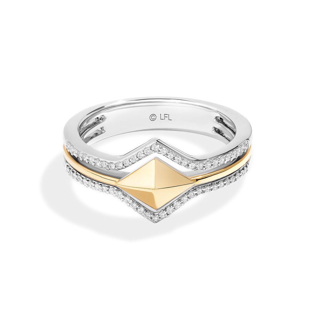 Star Wars™ Fine Jewelry LIGHT X DARK WOMEN'S RING 1/6  CT.TW White Diamonds Silver and 10K Yellow Gold