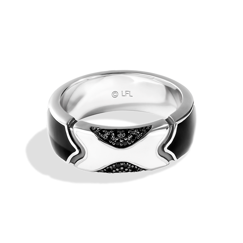 Star Wars™ Fine Jewelry THE STORMTROOPER WOMEN'S RING Black Diamond Accent and Ceramic Silver