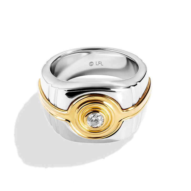 Star Wars™ Fine Jewelry THREEPIO SERIES MEN'S RING 1/4 CT.TW. White Diamonds Two Tone Silver and 10K Yellow Gold