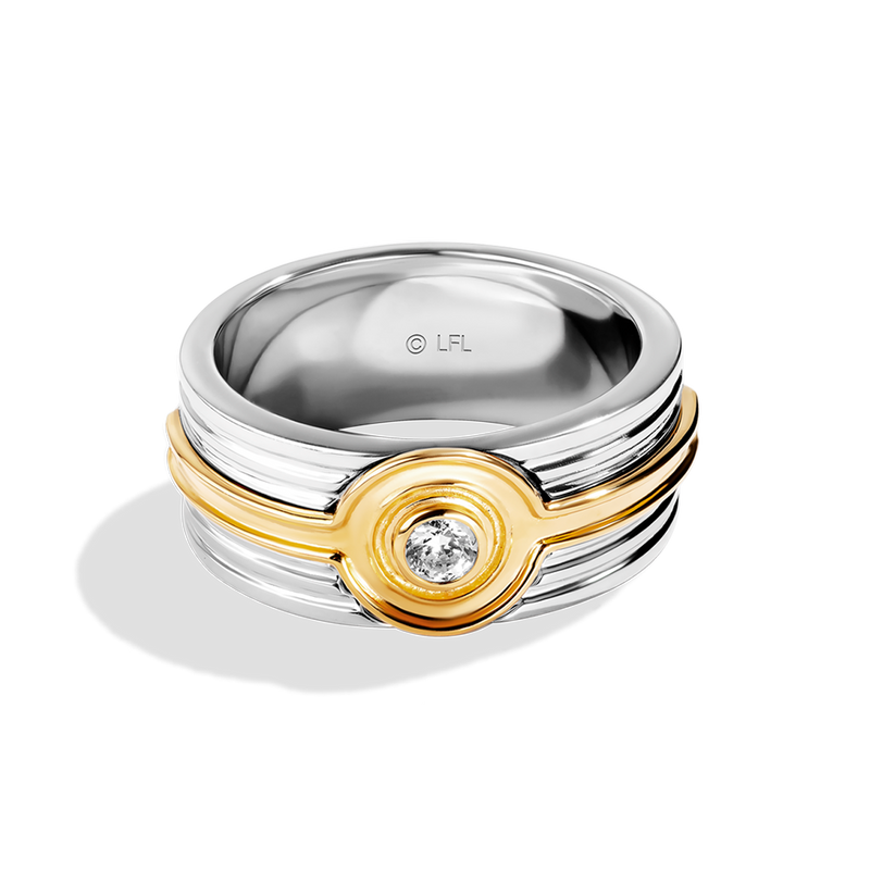 Star Wars™ Fine Jewelry THREEPIO SERIES MEN'S RING 1/6 CT.TW. White Diamonds Two Tone Silver and 10K Yellow Gold