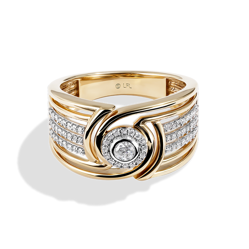 THREEPIO SERIES WOMEN'S RING 1/3 CT.TW. White Diamonds 10K Yellow Gold