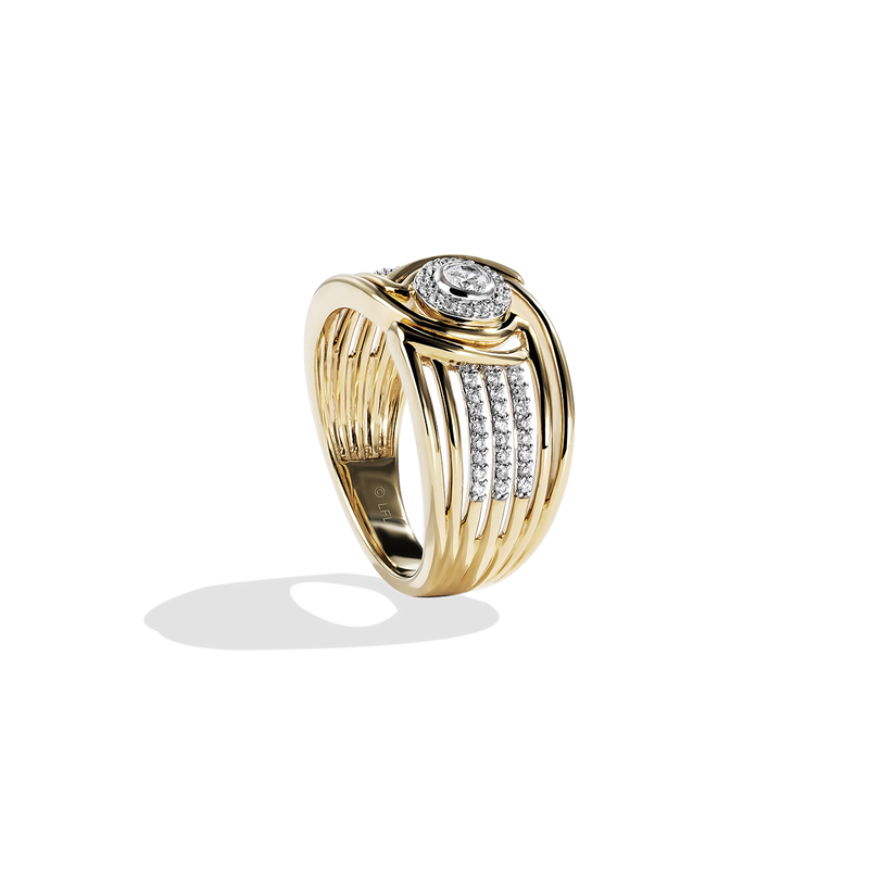 THREEPIO SERIES WOMEN'S RING 1/3 CT.TW. White Diamonds 10K Yellow Gold