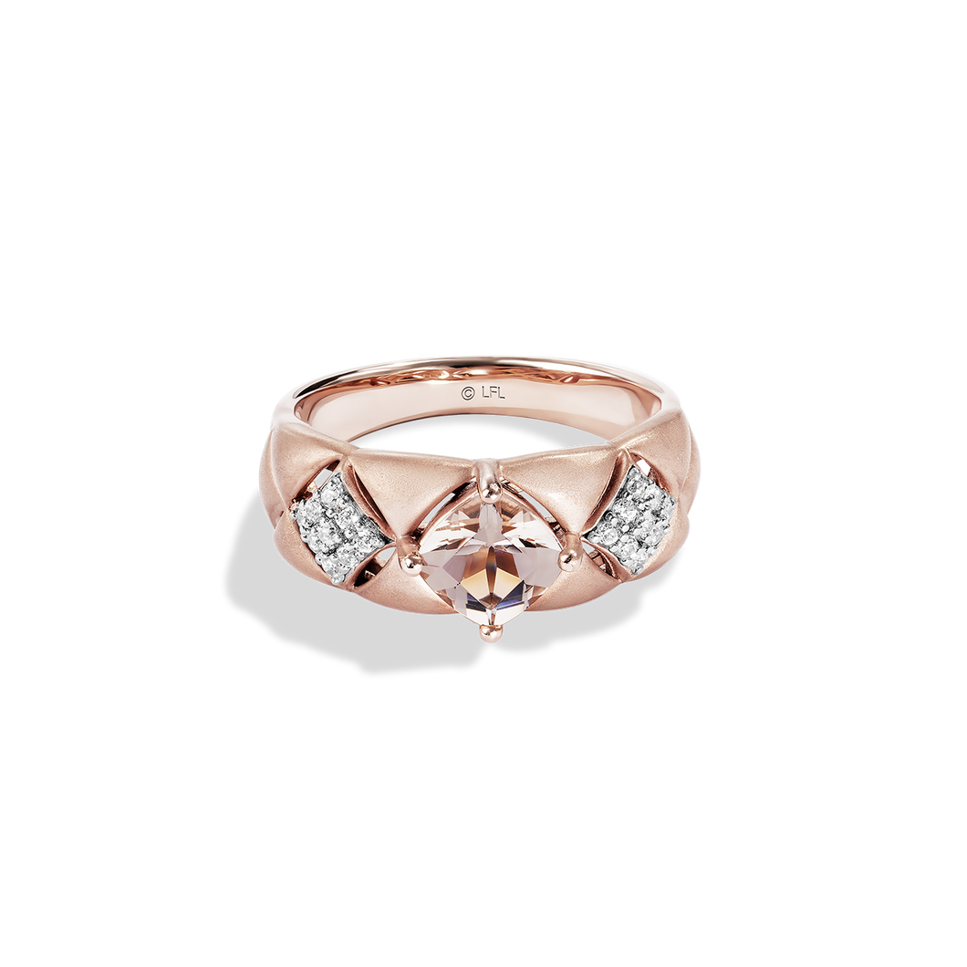 GALACTIC ROYALTY WOMEN'S RING 1/6 CT.TW. White Diamonds and Morganite 10K Rose Gold