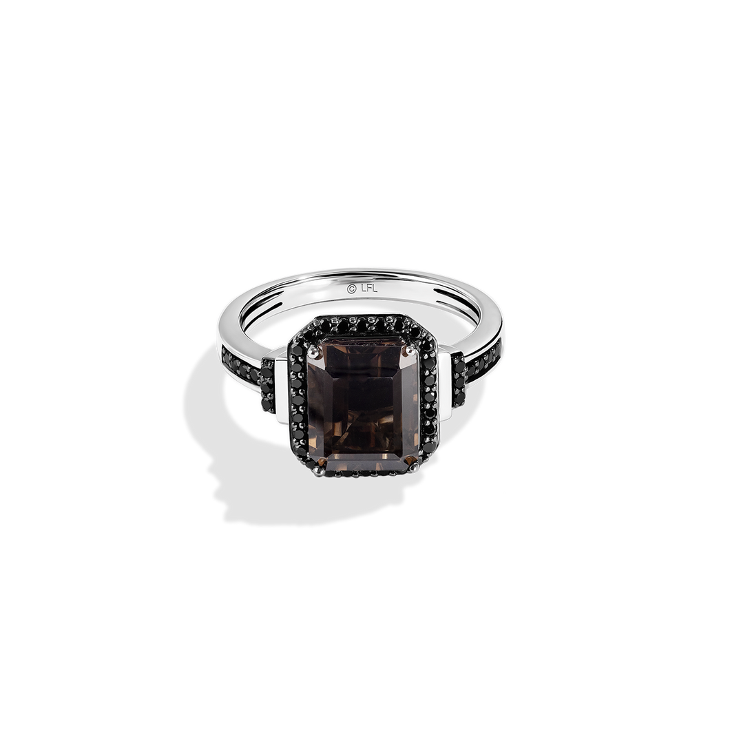 Star Wars™ Fine Jewelry THE WOOKIEE WOMEN'S RING 1/3 CT.TW. Black Diamonds and Smokey Quartz Silver