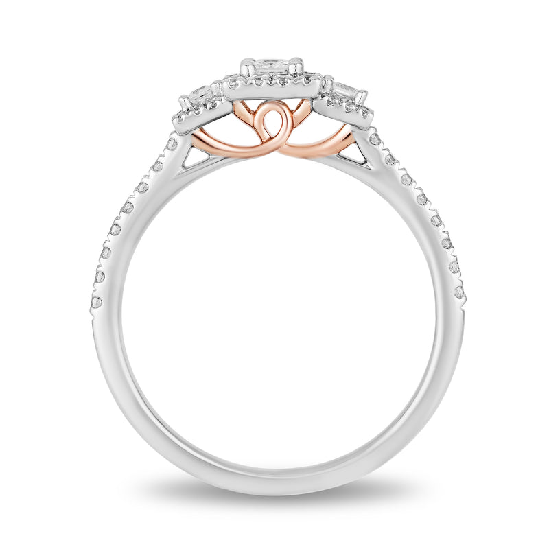 Jewelili Ring with Diamonds in 10K White Gold and Rose Gold 3/8 CTTW View 3