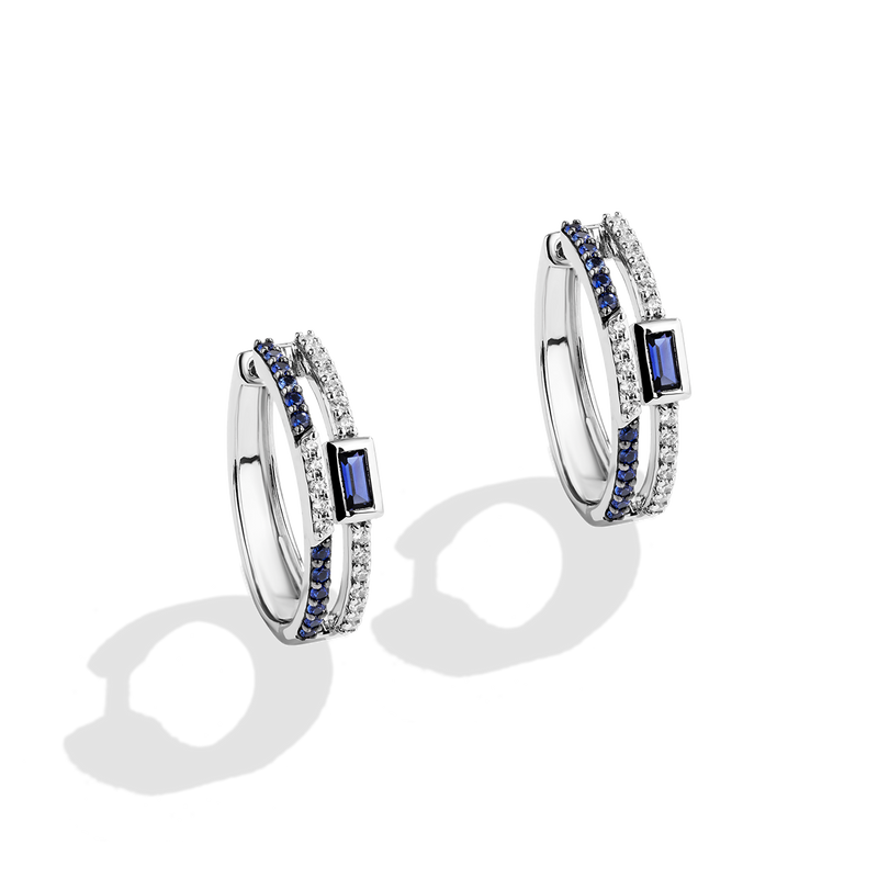 Star Wars™ Fine Jewelry R2 SERIES WOMEN'S HOOPS 1/3 CT.TW. White Diamonds and Blue Sapphire Silver