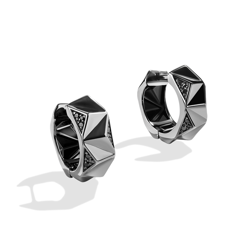 Star Wars™ Fine Jewelry DARK ARMOR WOMEN'S HOOPS 1/6 CT.TW. Black Diamonds Silver with Black Rhodium