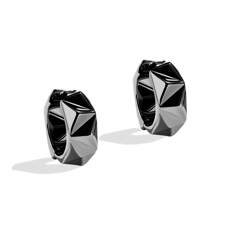  Star Wars Darth Vader™ WOMEN'S HOOPS Silver and Black Rhodium Front view