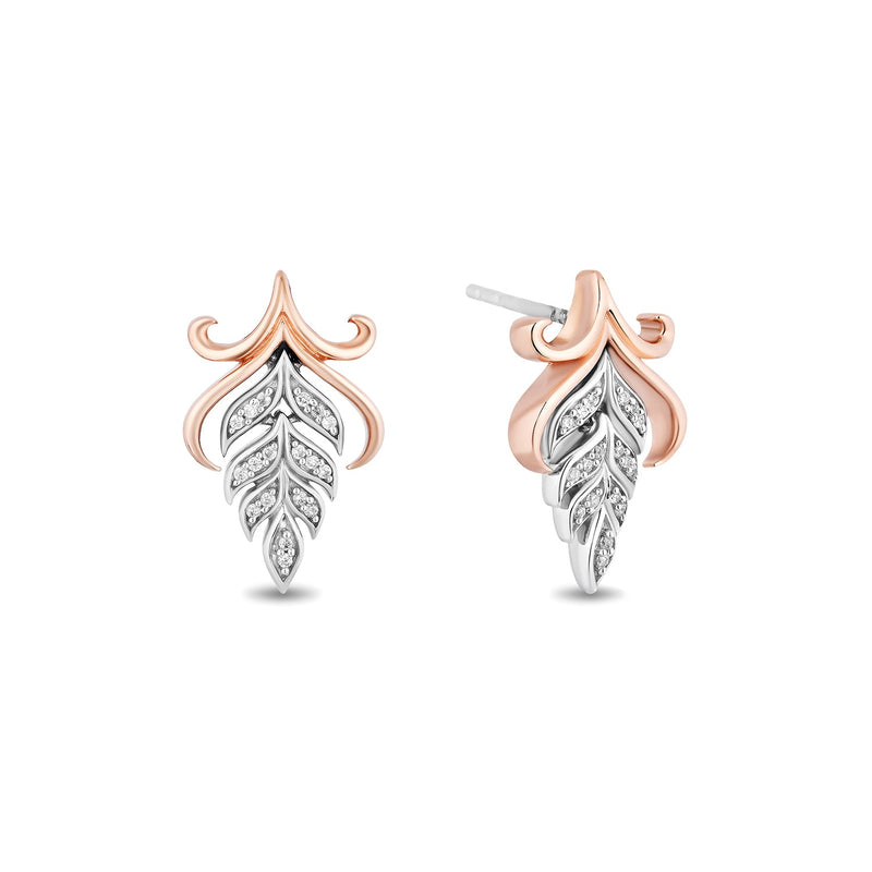 Disney Anna Inspired Diamond Earrings in Sterling Silver and 10K Rose Gold 1/10 CTTW View 1