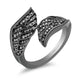 Load image into Gallery viewer, Enchanted Disney Fine Jewelry Black Rhodium over Sterling Silver with 1/4 CTTW Diamond Maleficent Wing Shape Ring
