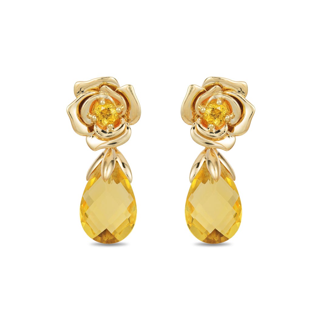 Enchanted Disney Fine Jewelry 14K Yellow Gold with Citrine Belle Briolette Earrings