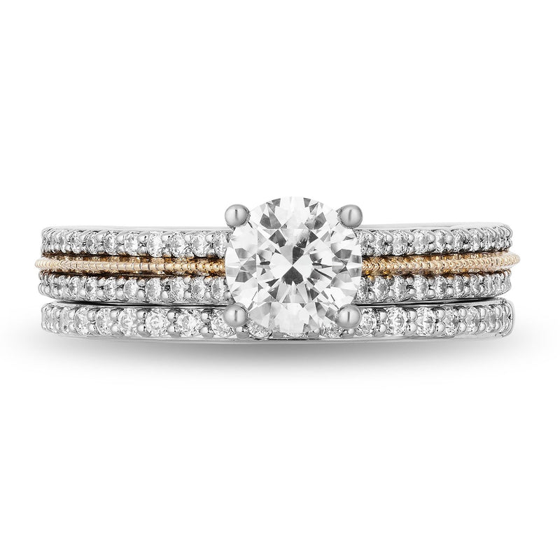 Enchanted Disney Fine Jewelry 14K White And Yellow Gold 1 1/5Cttw Diamond Majestic Princess Bridal Set