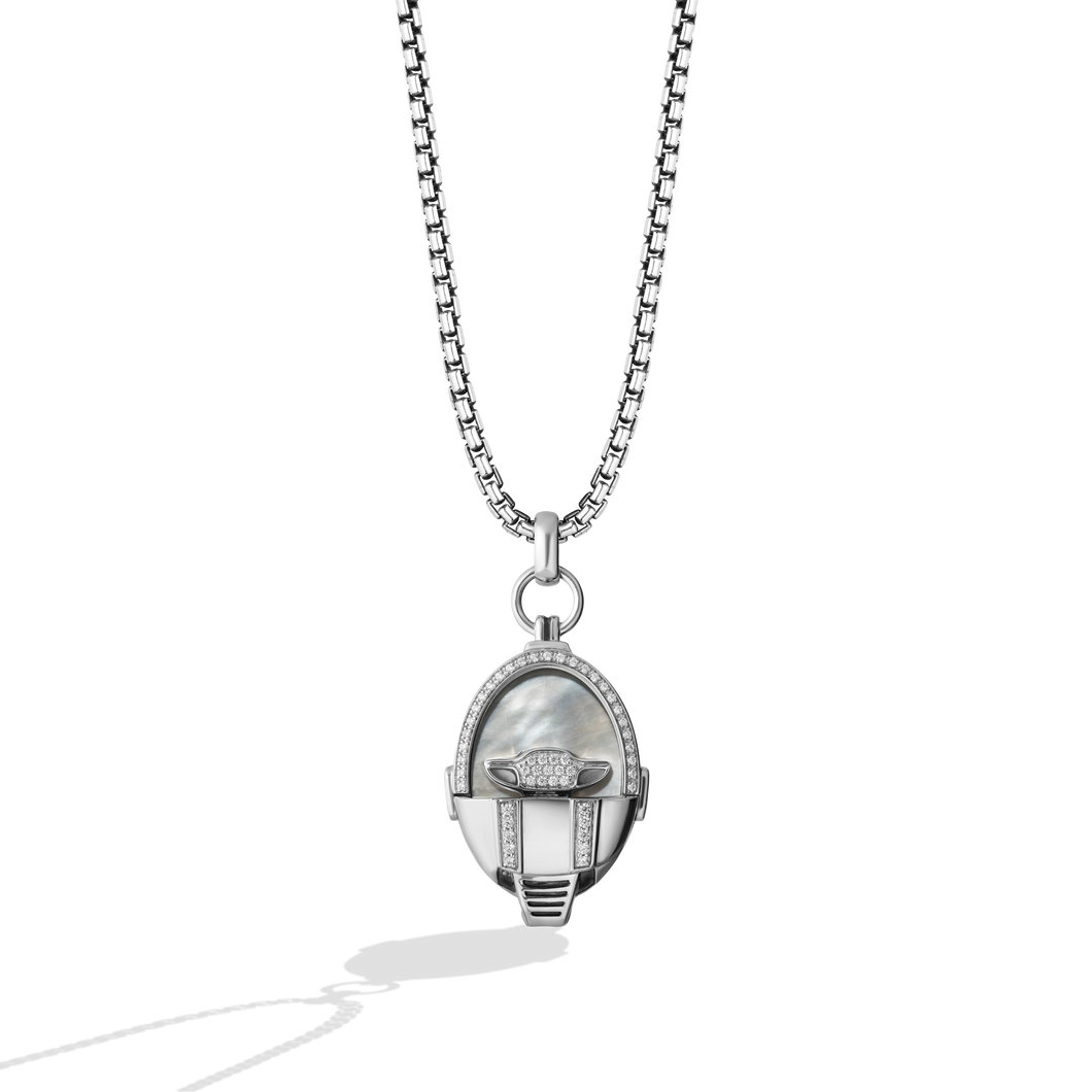 GROGU™ WOMEN'S PENDANT 1/4 CT.TW. White Diamonds and Mother of Pearl Silver