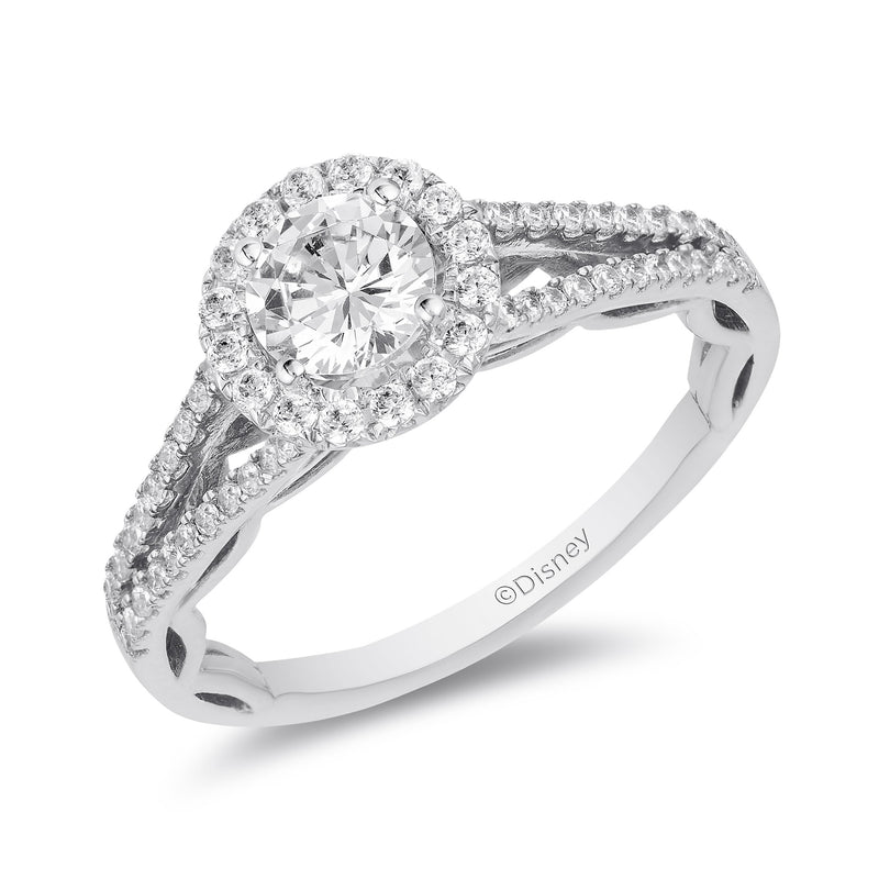 Enchanted Disney Fine Jewelry 14K White Gold With 1.00 Cttw Diamond Majestic Princess Tiara Engagement Ring