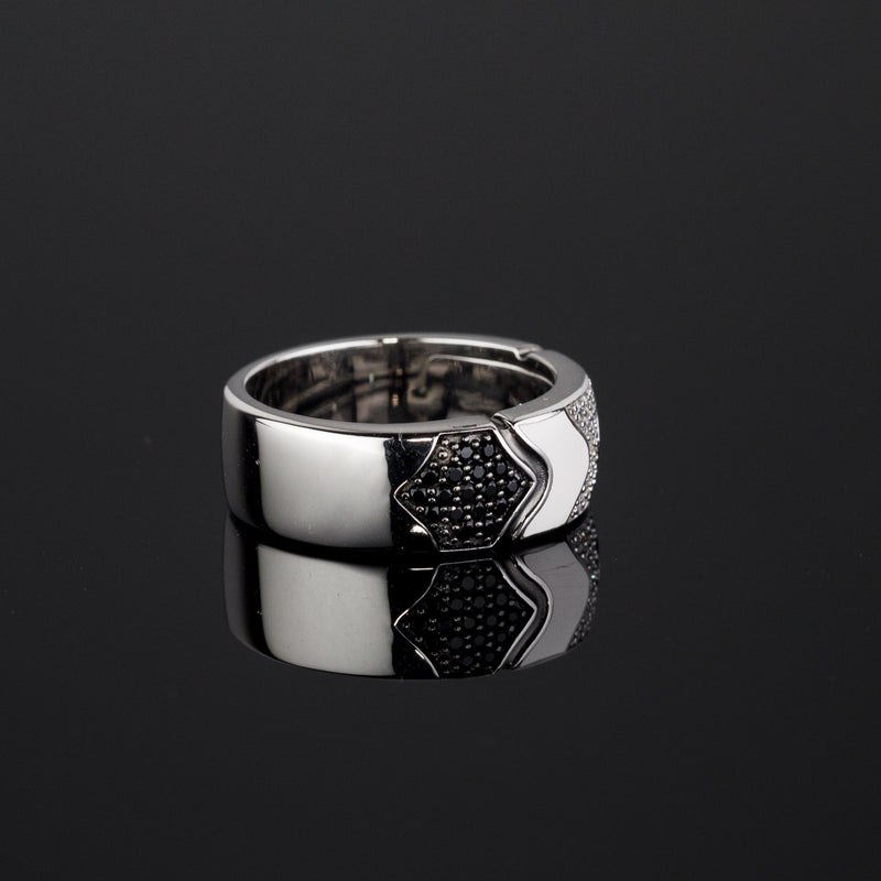 Star Wars™ Fine Jewelry THE STORMTROOPER WOMEN'S RING 1/2 CT.TW. Black and White Diamonds and Ceramic Silver
