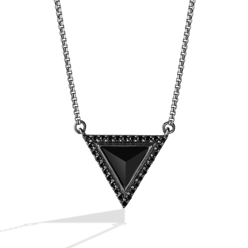 Star Wars Darth Vader™ WOMEN'S Diamond NECKLACE 1/4 CT.TW. Black Diamonds and Onyx Silver with Black Rhodium Front View