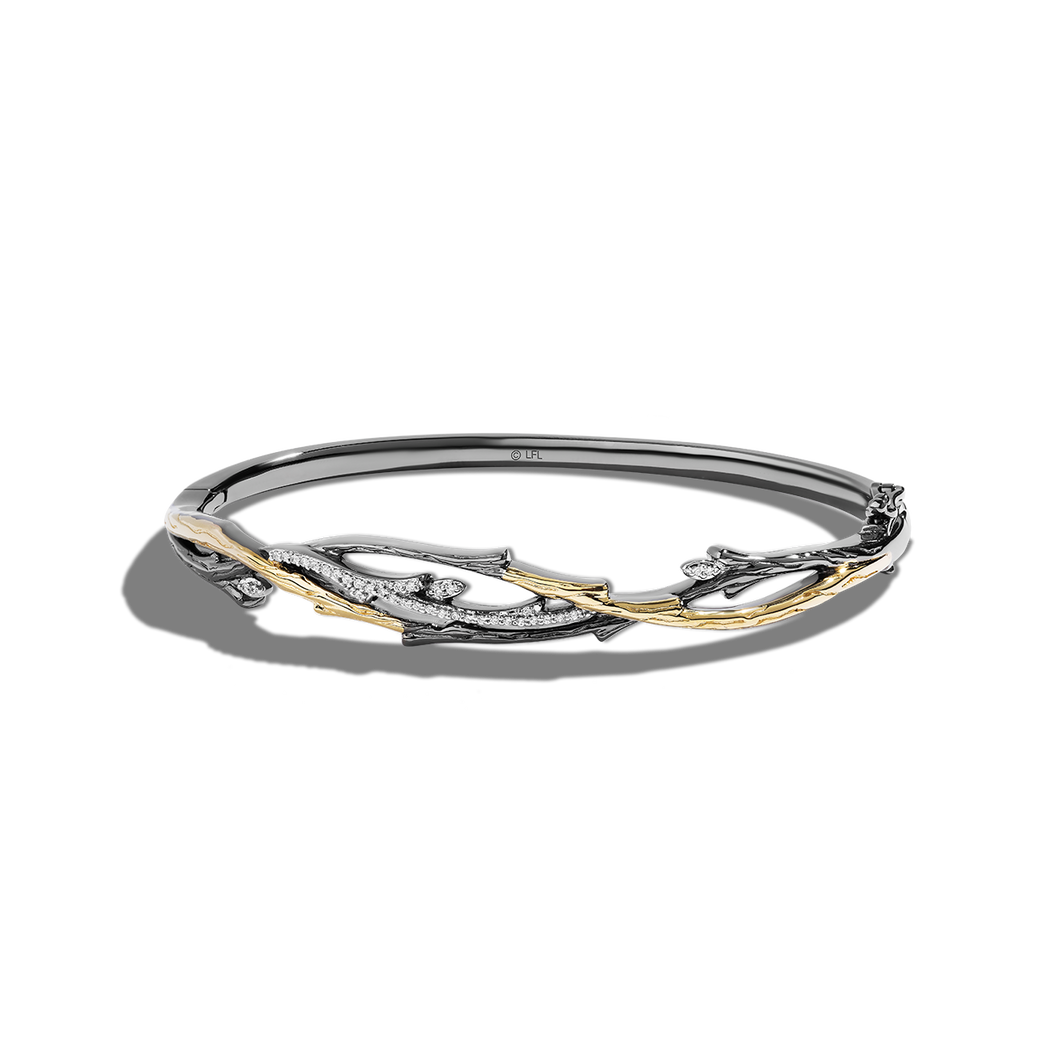 Star Wars™ Fine Jewelry THE DAGOBAH WOMEN'S BRACELET 1/8 CT.TW. Diamonds, Sterling Silver, 10K Yellow Gold and Black Rhodium
