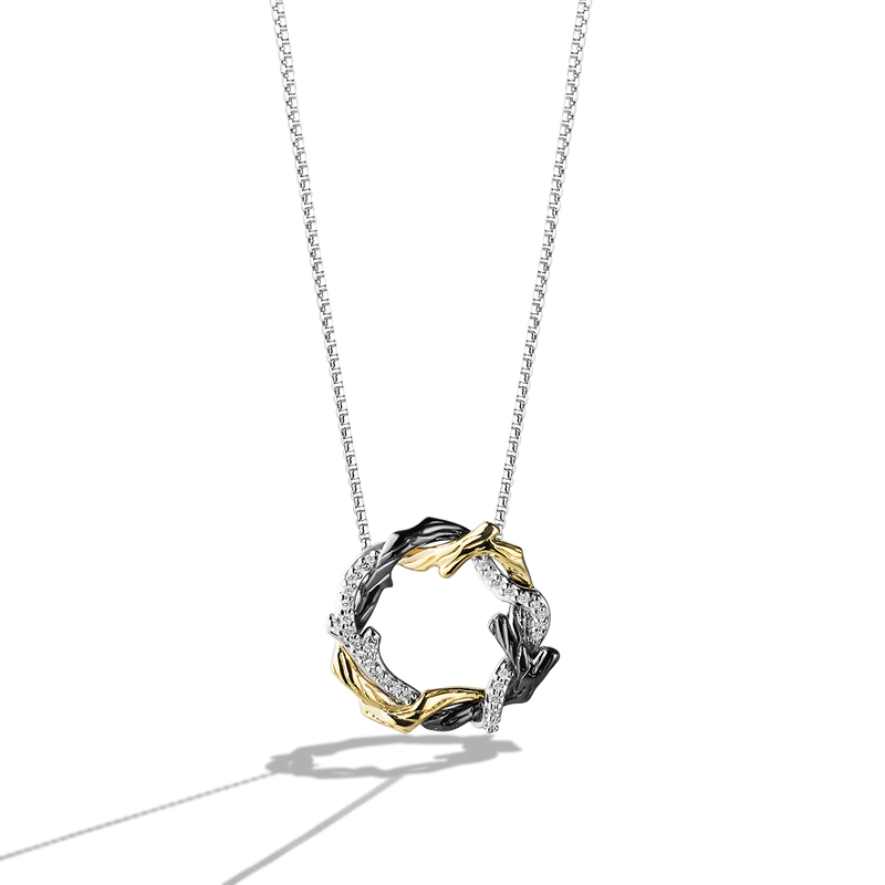 Star Wars™ Fine Jewelry THE DAGOBAH WOMEN'S PENDANT 1/10 CT.TW. Diamonds, Sterling Silver, 10K Yellow Gold and Black Rhodium