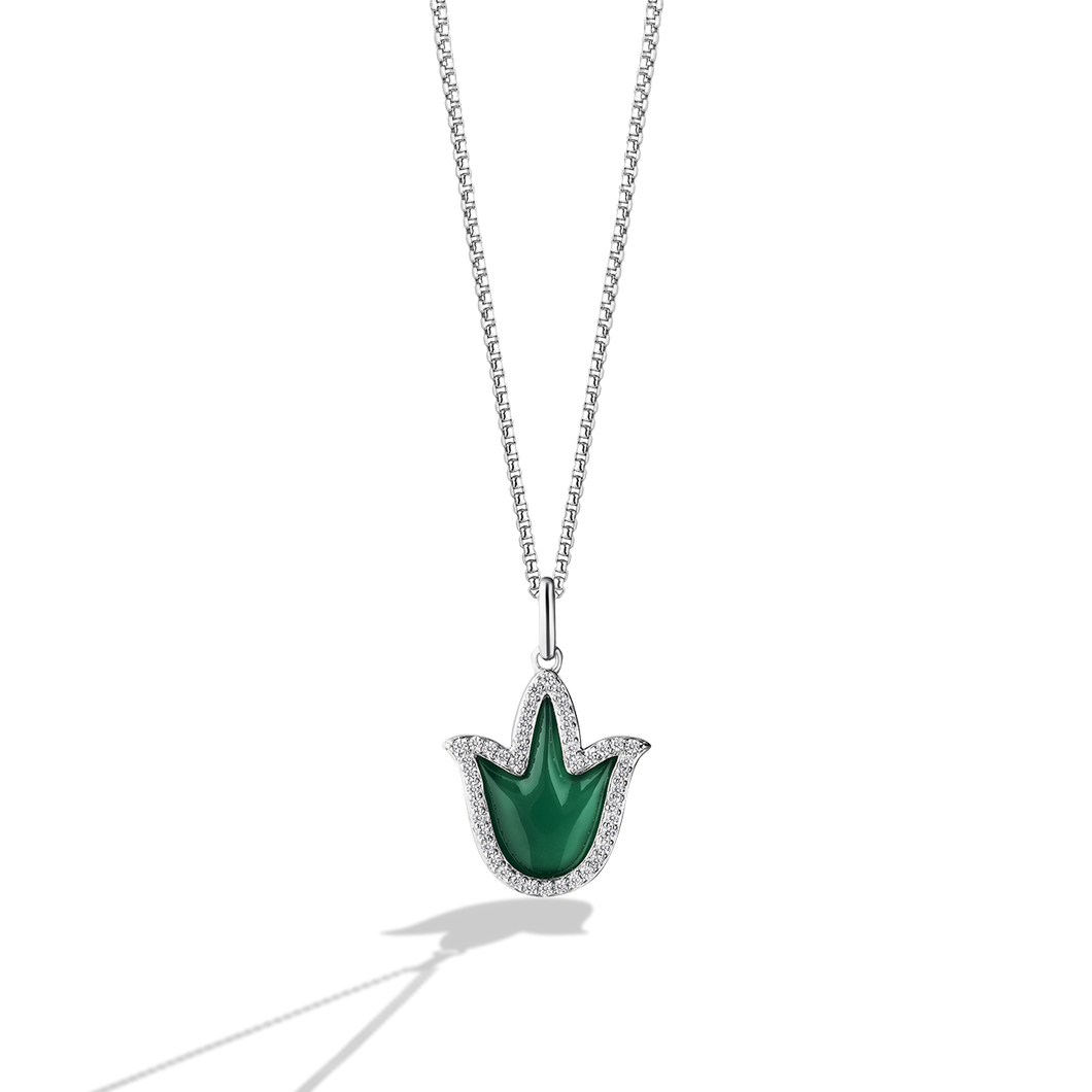 Star Wars™ Fine Jewelry GROGU™ WOMEN'S PENDANT 1/6 CT.TW. White Diamonds and Green Onyx, Sterling Silver