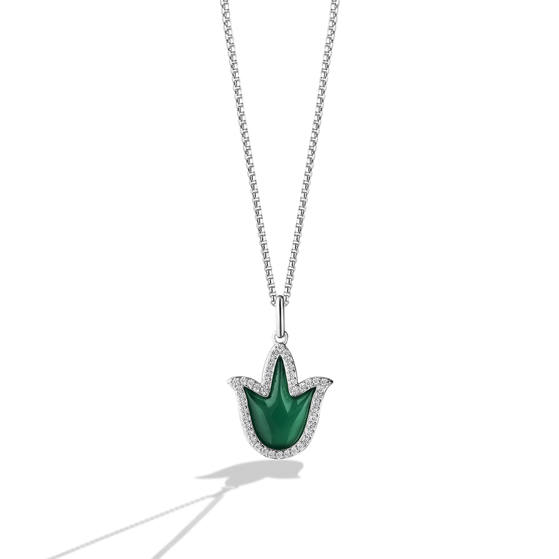 Star Wars™ Fine Jewelry GROGU™ WOMEN'S PENDANT 1/6 CT.TW. White Diamonds and Green Onyx, Sterling Silver