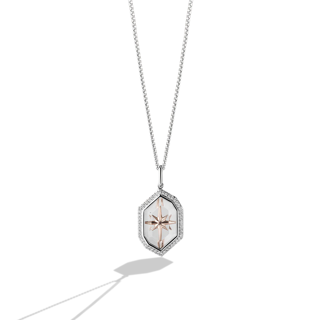 Star Wars™ Fine Jewelry GUARDIANS OF LIGHT WOMEN'S PENDANT 1/6 CT.TW. White Diamonds, White Topaz, Sterling Silver and 10K Rose Gold
