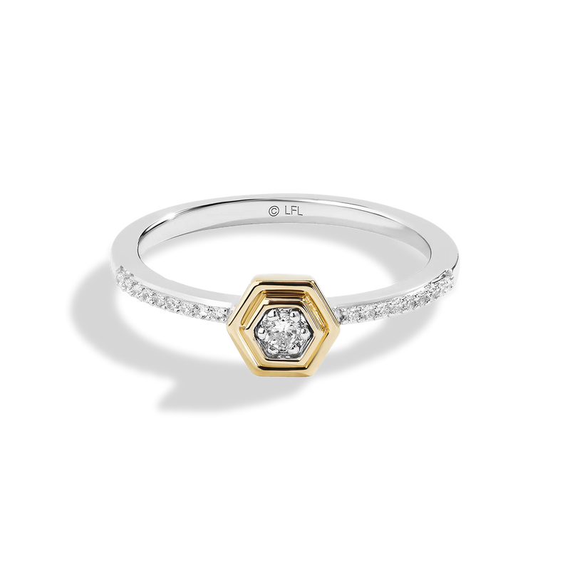 Star Wars™ Fine Jewelry THE TIE FIGHTER WOMEN'S RING 1/10 CT.TW. Diamonds, Sterling Silver and 10K Yellow Gold