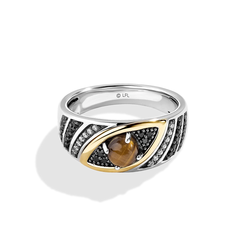 Star Wars™ Galactic Beings Black & White Diamonds Women's Ring in Sterling Silver & 10K Yellow Gold 1/5 CTTW View 1