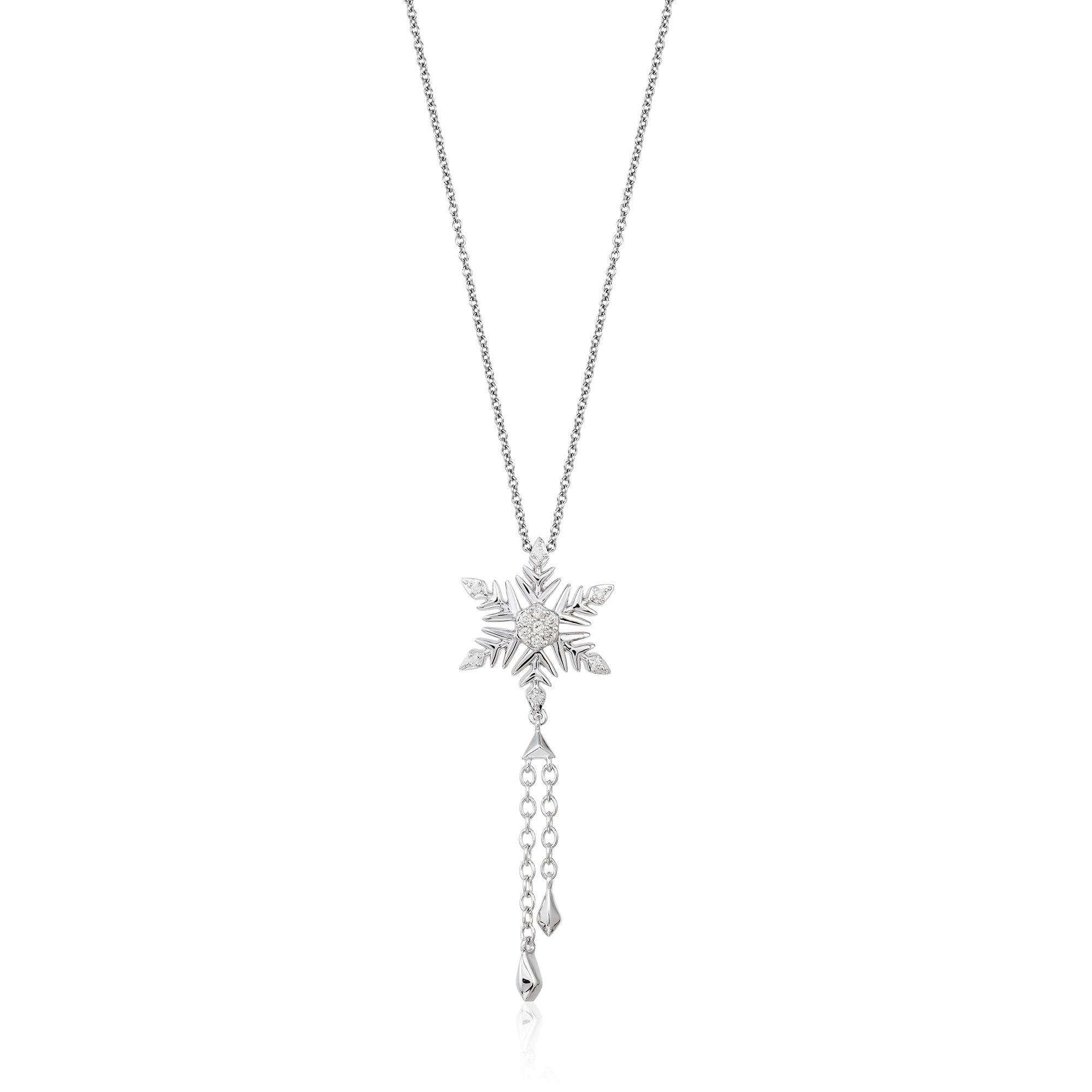 Enchanted Disney Elsa Snowflake Diamond Pendant Necklace & Sterling ...
