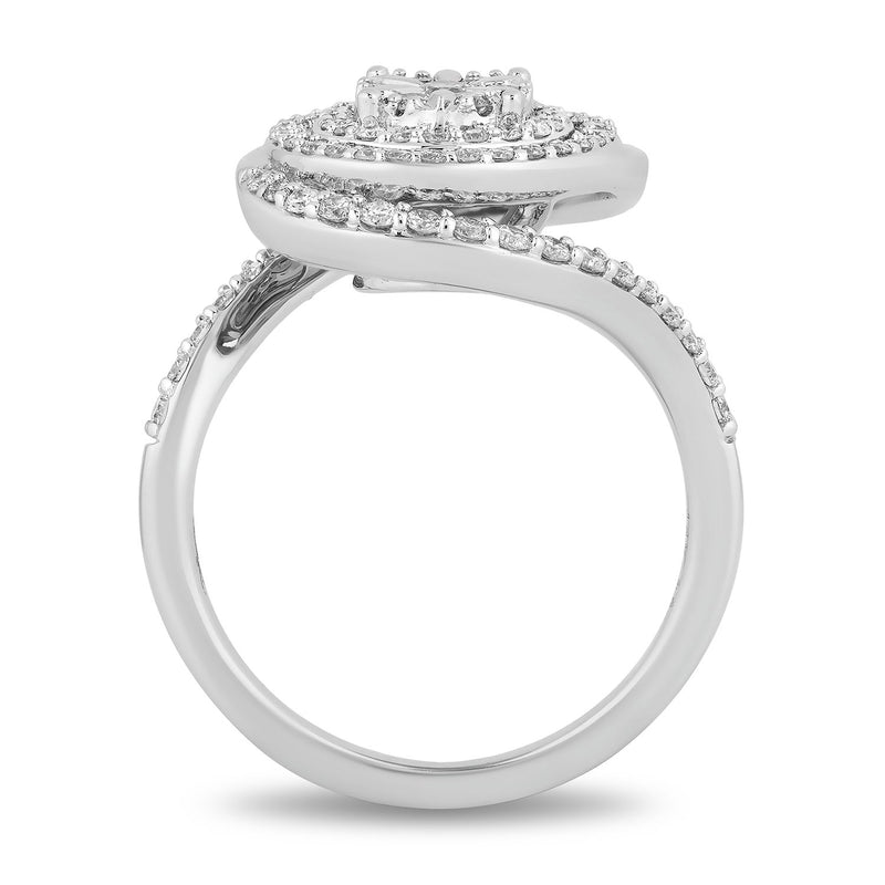 Enchanted Disney Fine Jewelry 14K White Gold with 3/4 CTTW Diamond Elsa Engagement Ring