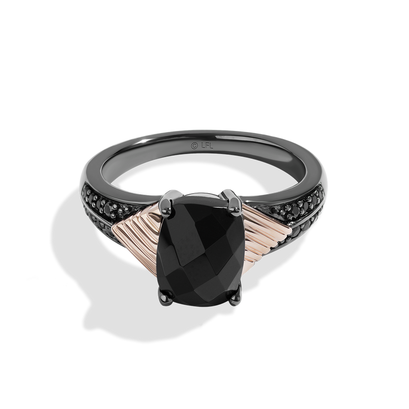 Star Wars™ Fennec Shand Black Diamonds Ring in 10K Rose Gold & Sterling Silver 1/6 CTTW View 1