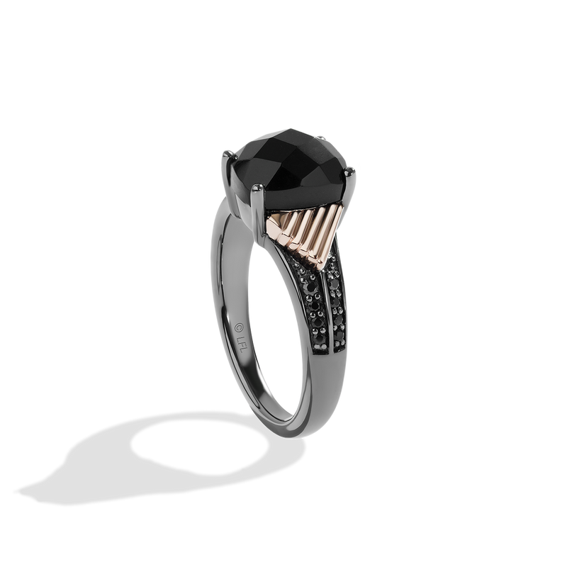 Star Wars™ Fennec Shand Black Diamonds Ring in 10K Rose Gold & Sterling Silver 1/6 CTTW View 2