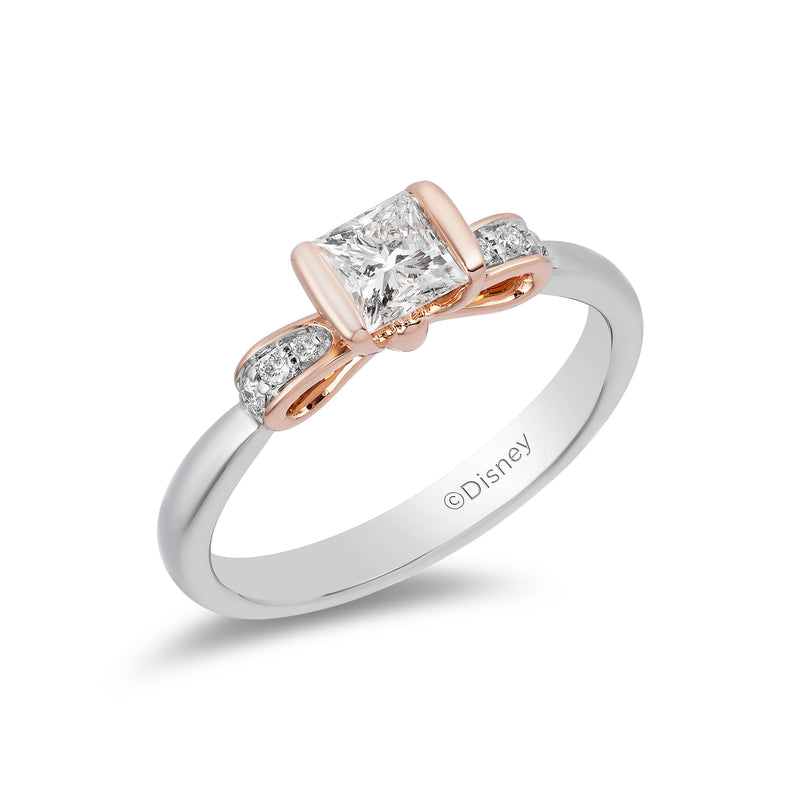 Enchanted Disney Diamond Majestic Princess Engagement Ring in 14K White Gold and Rose Gold 1/2 CTTW View 1
