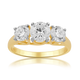 Load image into Gallery viewer, Jewelili 10K Yellow Gold Round Cubic Zirconia Three Stone Anniversary Ring
