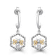 Load image into Gallery viewer, Jewelili Dangle Earrings with White Diamonds in 10K Yellow Gold over Sterling Silver 1/10 CTTW View 2
