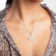 Load image into Gallery viewer, Jewelili Sterling Silver With Created Opal and Diamonds Dove Pendant Necklace
