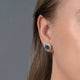 Load image into Gallery viewer, Jewelili Stud Earrings with Treated Blue Diamond Accent in Sterling Silver View 2

