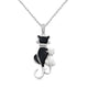 Load image into Gallery viewer, Jewelili Sterling Silver With Natural White Diamonds Enamel Cat Pendant Necklace
