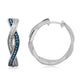 Load image into Gallery viewer, Jewelili Sterling Silver 1/6 CTTW Treated Blue and Natural White Round Diamonds Twisted Hoop Earrings
