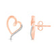 Load image into Gallery viewer, Jewelili Heart Stud Earrings with Diamonds in 10K Rose Gold View 4
