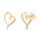 Load image into Gallery viewer, Jewelili 10K Yellow Gold With Diamonds Heart Stud Earrings
