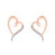 Load image into Gallery viewer, Jewelili Heart Stud Earrings with Diamonds in 10K Rose Gold View 3
