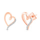 Load image into Gallery viewer, Jewelili Heart Stud Earrings with Diamonds in 10K Rose Gold View 1

