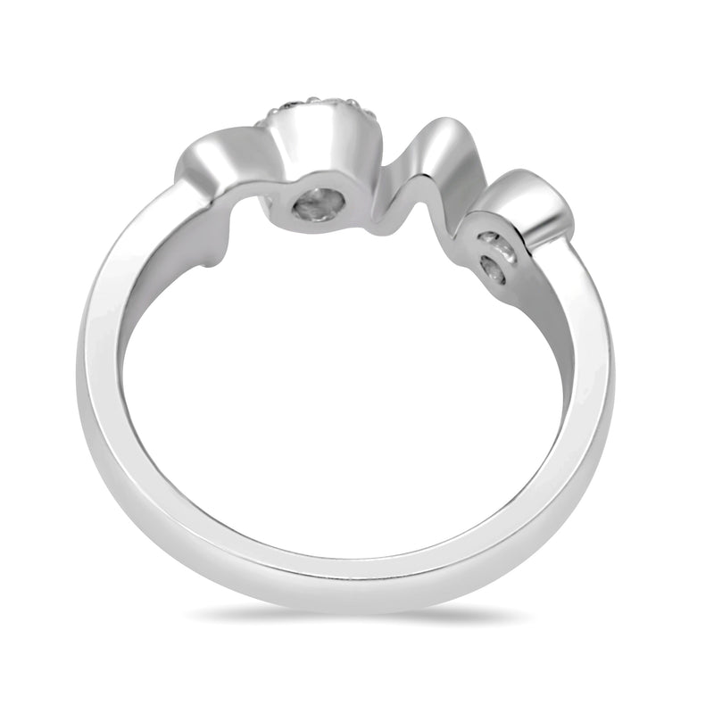 Jewelili Sterling Silver With 1/10 CTTW Natural Diamonds Love Promise Ring