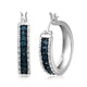 Load image into Gallery viewer, Jewelili Sterling Silver With 1/10 CTTW Treated Blue Diamonds and Natural White Diamonds Hoop Earrings
