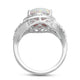 Load image into Gallery viewer, Jewelili Sterling Silver With Oval Shape Created Opal and Created White Sapphire Halo Ring
